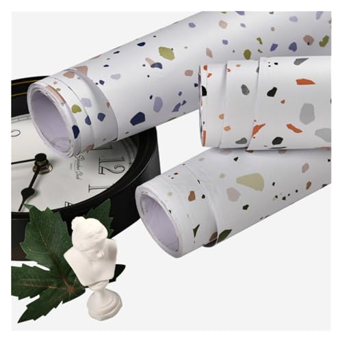 Furniture Adhesive Film, Terrazzo PVC wasserdichte selbstklebende Tapete for Schlafzimmer Wand Wohnzimmer Dekor Vinyl Möbel Sanierung Kontaktpapier Klebetapete(Terrazzo Blue,60 x 500 cm) von VDCVADKYE