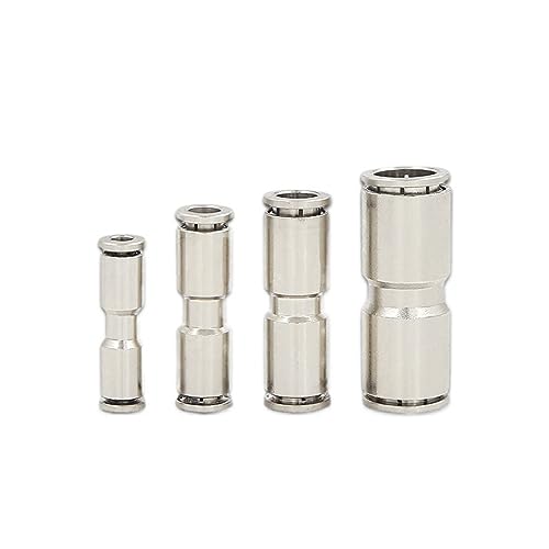 VDCVADKYE Luftleitung Schnellanschlüsse, Pneumatische Schnellkupplung, gerader Durchgang, Messing, Metall, 2er-Pack, mehrere Größen, for Schläuche mit 4–16 mm Außendurchmesser(Pg8-6) von VDCVADKYE