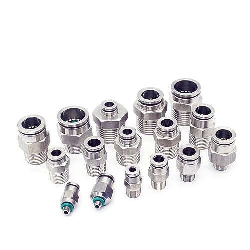 VDCVADKYE Luftleitung Schnellanschlüsse, Pneumatische Schnellkupplung, gerader Durchgang, PC 304 Edelstahl, 2er-Pack, mehrere Größen(Pc4-02) von VDCVADKYE