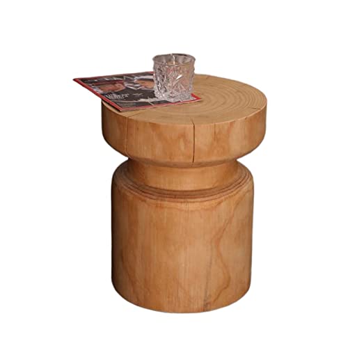VDCVADKYE Runder Couchtisch， Holzstumpftisch for Gartenseite, Ende, Kaffeeakzent, Pflanzenständer, Mehrfarbig(Wooden Color) von VDCVADKYE
