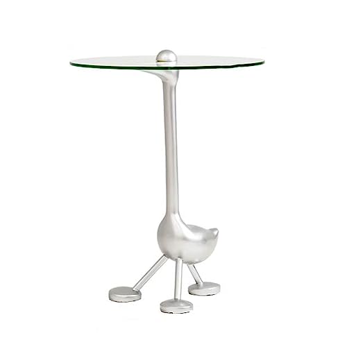VDCVADKYE Runder Couchtisch， Runder Beistelltisch mit gehärteter Glasplatte, Silber, 21,6 x 27 Zoll von VDCVADKYE