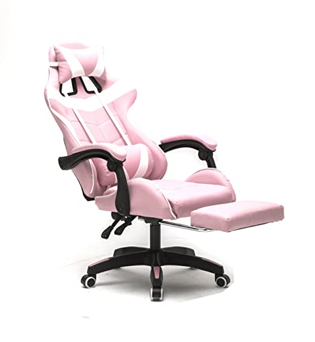 Gaming Stuhl mit Fußstütze Cyclone Teenager - Bürostuhl - Racing Gaming Stuhl - Rosa Weiß von VDD