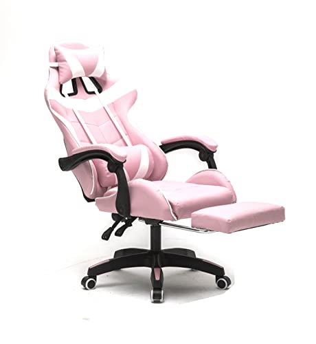 VDD Gaming Stuhl mit Fußstütze Cyclone Teenagers - Bürostuhl - Racing Gaming Stuhl - Pink Weiß von VDD