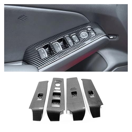 VDFNGFD Kompatibel mit Civic 11. Generation 2021 2022 ABS Carbon/Rot Auto Innentürgriff Verkleidung Rahmen Abdeckung Verkleidung Innenzubehör 4 Stück (Glasschalter) von VDFNGFD