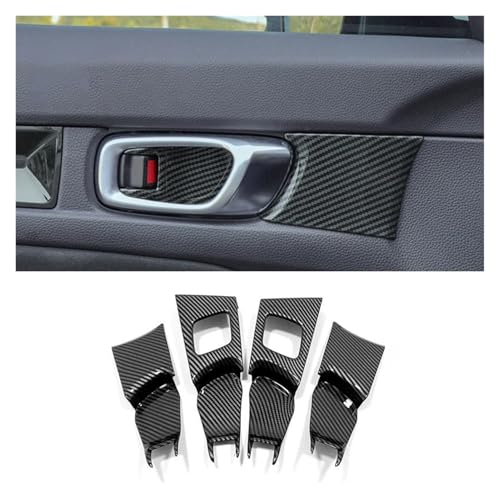 VDFNGFD Kompatibel mit Civic 11. Generation 2021 2022 ABS Carbon/Rot Auto Innentürgriff Verkleidung Rahmen Abdeckung Verkleidung Innenzubehör 4 Stück (Innentürschüssel) von VDFNGFD