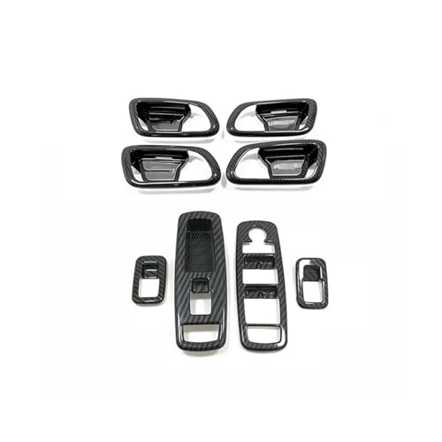 VDFNGFD Kompatibel mit Jeep Grand Cherokee 2014-20 2021 ABS Chrom/Kohlefaser Interner Türgriff für Innentür Schüssel Rahmen Abdeckung Trim Zubehör für Auto Styling (Carbon Fibre von VDFNGFD