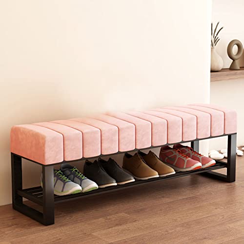 VDLLQYN, 2-stufige Aufbewahrungsbank mit großer Kapazität, stabiles Schuhregal mit Metallstütze, graues Schuhregal ，Schuhablage Bank(Pink,60x32x45cm(24x13x18)) von VDLLQYN