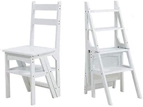 VDLLQYN, Leiterhocker Dual-Use-Holz-4-Stufen-Multifunktions-Klappsteigstuhl Haushalts-Innen-Tritthocker/Gelb ，Trittschemel(White) von VDLLQYN