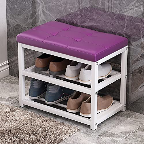 VDLLQYN, Mit gepolstertem Sitz, Metallregal und 3-stufiger Lagerung. Stabiler Stahlrahmen hält bis zu 150 kg. Ideal for Eingangsbereich, Flur, Wohnzimmer. ,Schuhablage Bank(Leather Purple,90*45*30cm) VDLLQYN, Mit gepolstertem Sitz, Metallregal und 3-stufiger Lagerung. Stabiler Stahlrahmen hält bis zu 150 kg. Ideal for Eingangsbereich, Flur, Wohnzimmer. ,Schuhablage Bank(Leather Purple,90*45*30cm) von VDLLQYN