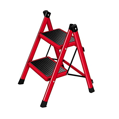 VDLLQYN, Robuster Tritthocker, 2-Stufen-Leiter, klappbarer Tritthocker aus Stahl, tragbare Trittleiter mit Nicht rutschigem Breiten Pedal ，Trittschemel(Ladder a) von VDLLQYN