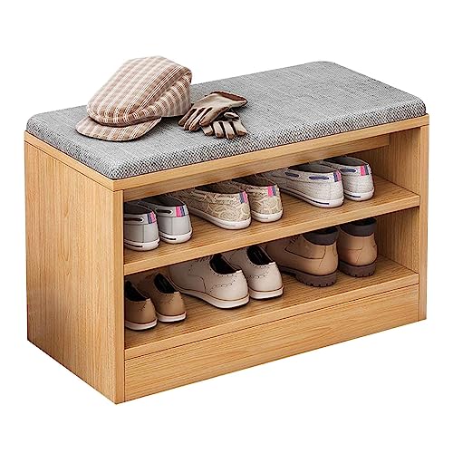 VDLLQYN, Schmale Schuhaufbewahrungsbank, Schuhschrank mit gepolsterter Sitzfläche, 42 cm/60 cm Schuhregal for Eingangsbereiche und kleine Räume ，Schuhablage Bank(B,60CM) von VDLLQYN