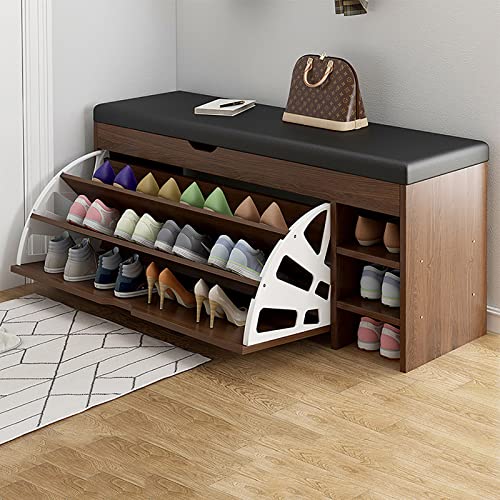 VDLLQYN, Schuhaufbewahrungsbank aus Holz mit gepolsterter Sitzfläche und Schubladen-Schuhregalschrank zur Aufbewahrung im Eingangsbereich ，Schuhablage Bank(C,100 * 30 * 51CM) von VDLLQYN