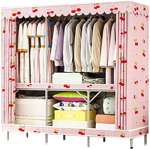 VDLLQYN, Tragbarer Kleiderschrank aus Stoff, Kleiderschrank aus Stoff, Kleiderstange for Heimkleidung, offener, stabiler Schlafzimmerschrank, tragbares Metall, 168 x 150 x 48 cm, tragbarer Kleiderbüge von VDLLQYN