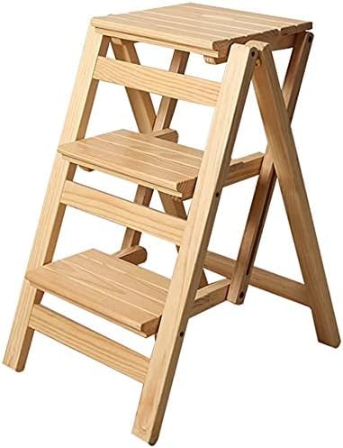 VDLLQYN, Tritthocker for Erwachsene Trittleitern Tritthocker Haushaltstreppenstuhl Trittsitze Klappleiter verbreitert MUL ，Trittschemel(Natural) von VDLLQYN