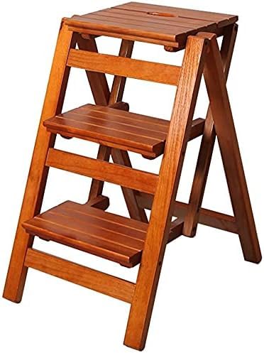 VDLLQYN, Tritthocker for Erwachsene Trittleitern Tritthocker Haushaltstreppenstuhl Trittsitze Klappleiter verbreitert MUL ，Trittschemel(Walnut) von VDLLQYN