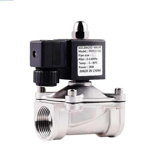 VDOQTLJT 2W 304 Edelstahl Elektrisches Magnetventil 1/4"; 3/8"; 1/2"; 3/4"; 1"; Normalerweise geschlossen Pneumatisch for Wasser Öl Luft 220V(2w160-15(dn15)) von VDOQTLJT