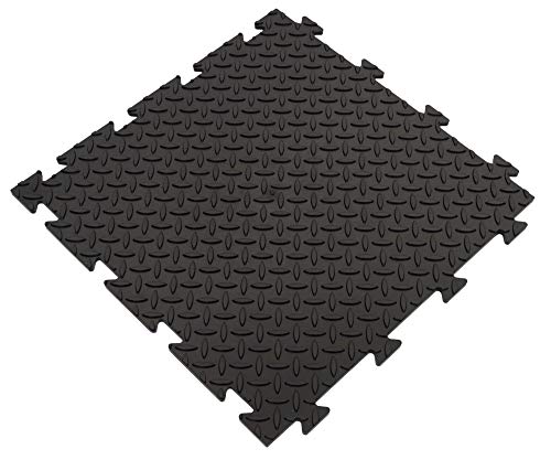 Gewerbeboden PVC Fliesen Raute 8mm Garagenboden Industrieboden Klick-Verlegung schwarz von VDP