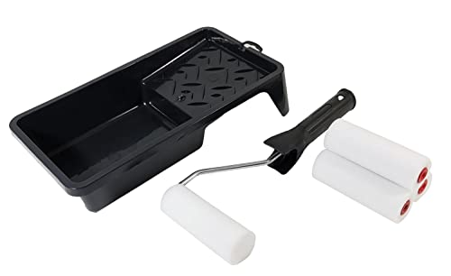 Profi Lackierset 4X Schaumwalze Farbroller 10cm Lackroller + Farbschale Lackwanne Farbwanne von VDP