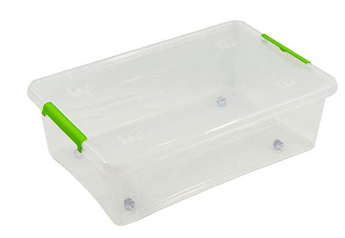 VDP Aufbewahrungsbox MP40TTV Kunststoffbox mit Rollen 25Ltr 585x390x170 Spielzeugbox Wäschebox Regalbox Deckel von VDP