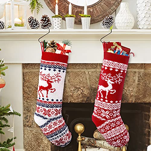 Weihnachtsstrümpfe Nikolausstrümpfe 2er Set, Groß Gestrickt Weihnachtsstrumpf Personalisiert Kinder, Nikolausstrumpf Nikolausstiefel zum Befüllen Hängende Strümpfe Kamin Weihnachtsbaum Weihnachtsdeko von VDSOW