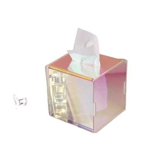 Taschentuchbox-Halter aus Acryl, Schillernder Taschentuchspender for Taschentücher, Servietten, Trocknertücher, Badezimmer, Schreibtische, Schminktisch, Schlafzimmer(12.5X12.5X12.5cm) von VDSRPSDLQ