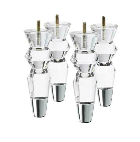 VDSRPSDLQ 6,9 Zoll Acryl Möbelbeine Ersatz Sofa Füße Schrank Modern Klar Dekor DIY Konisch Stil 4er Set(Chrome) von VDSRPSDLQ