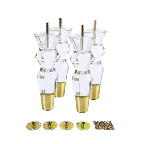 VDSRPSDLQ 6,9 Zoll Acryl Möbelbeine Ersatz Sofa Füße Schrank Modern Klar Dekor DIY Konisch Stil 4er Set(Gold) von VDSRPSDLQ