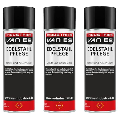 Edelstahl Pflegespray 3x 400 ml Spray Reiniger Edelstahl VA Reinigerspray Küche Gastromonie von VE-INDUSTRIES