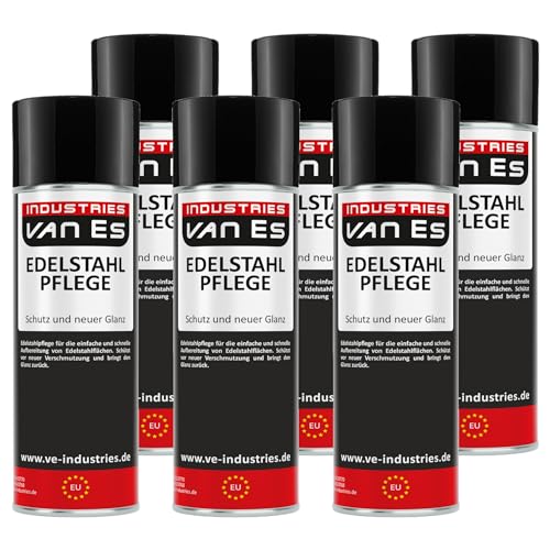 Edelstahl Pflegespray 6x 400 ml Spray Reiniger Edelstahl VA Reinigerspray Küche Gastromonie von VE-INDUSTRIES