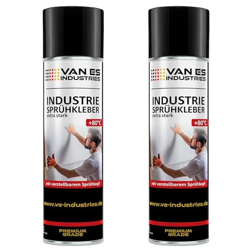 VE-INDUSTRIES Industrie Sprühkleber permanent haftend bis 80°C 500ml | zum Kleben von Schaumstoffen, Wolkenhimmel, Leder, uvm. (2) von VE-INDUSTRIES