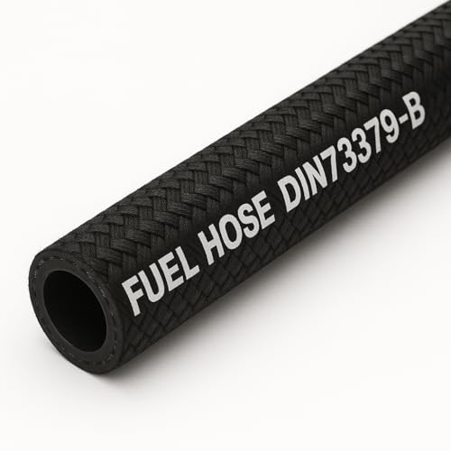 VE-INDUSTRIES Kraftstoffschlauch, Benzinschlauch Textilgewebe DIN 73379-B, 100 cm, Schwarz, NBR, Ø 3,2 mm, für Automobile, Industrielle Maschinen, Motorräder von VE-INDUSTRIES
