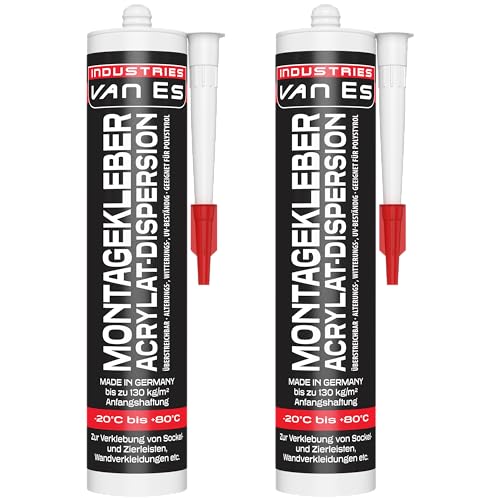 VE-INDUSTRIES 2x Montagekleber 310ml weiss | Extra Stark haftend | 130kg/m2 | Konstruktionskleber Styroporkleber Baukleber | Kartusche VE-INDUSTRIES 2x Montagekleber 310ml weiss | Extra Stark haftend | 130kg/m2 | Konstruktionskleber Styroporkleber Baukleber | Kartusche von VE-INDUSTRIES