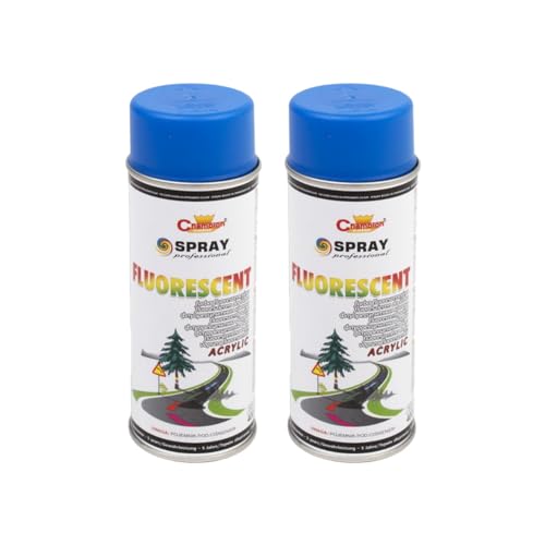 VE-INDUSTRIES 2x Sprühlack Leuchtspray Neon blau Lackspray 400ml Leuchtfarbe Matt Signalspray von VE-INDUSTRIES