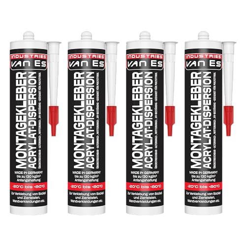 VE-INDUSTRIES 4x Montagekleber 310ml | Extra Stark haftend | 130kg/m2 | Konstruktionskleber Styroporkleber Baukleber | Kartusche | Made in Germany VE-INDUSTRIES 4x Montagekleber 310ml | Extra Stark haftend | 130kg/m2 | Konstruktionskleber Styroporkleber Baukleber | Kartusche | Made in Germany von VE-INDUSTRIES
