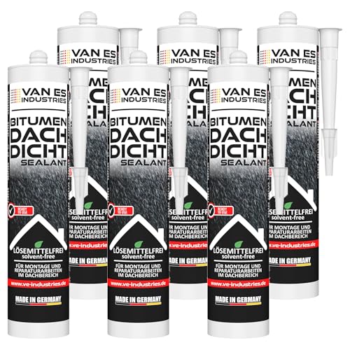 VE-INDUSTRIES Bitumen Dacht-Dicht Kleber | 300ml Kartusche | lösemittelfrei | geruchsarm | gebrauchsfertig | für Montage- und Reparaturarbeiten im Dachbereich | Made in Germany (6) von VE-INDUSTRIES