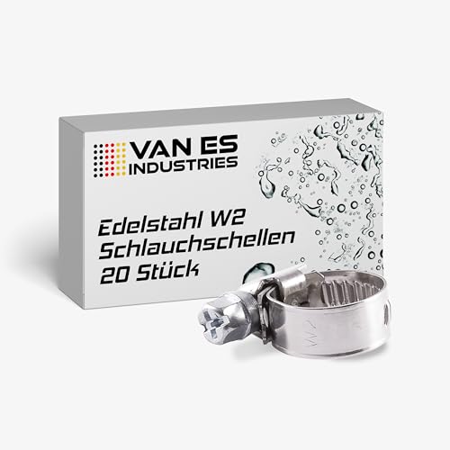 VE-INDUSTRIES Edelstahl Schlauchschellen W2 20 Stück, nach DIN3017 Industriequalität (20-32mm) von VE-INDUSTRIES