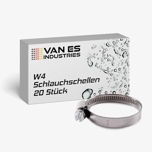 VE-INDUSTRIES Edelstahl Schlauchschellen W4 20 Stück - Industriequalität nach DIN3017 für KfZ, Gartenschlauch, Haushaltsgeräte (16-27mm) von VE-INDUSTRIES