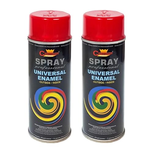 VE-INDUSTRIES Lackspray nach RAL 2er Sparpack Spraydose 400ml Buntlack für Holz, Metall (Karminrot - RAL 3002) von VE-INDUSTRIES