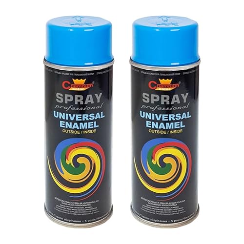 VE-INDUSTRIES Lackspray nach RAL 2er Sparpack Spraydose 400ml Buntlack für Holz, Metall (Lichtblau - RAL 5012) von VE-INDUSTRIES