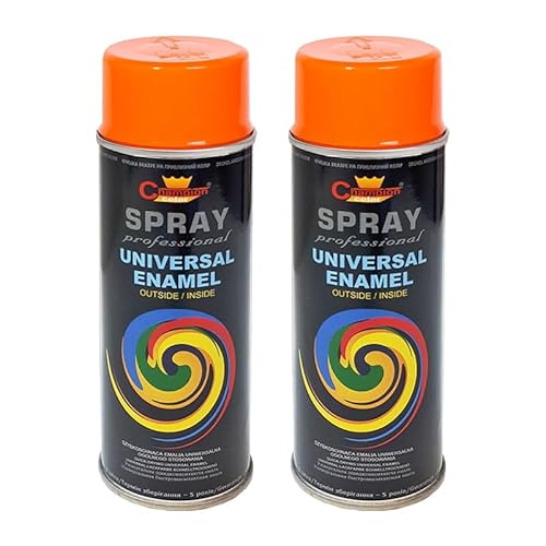 VE-INDUSTRIES Lackspray nach RAL 2er Sparpack Spraydose 400ml Buntlack für Holz, Metall (Reinorange - RAL 2004) von VE-INDUSTRIES