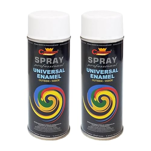 VE-INDUSTRIES Lackspray nach RAL 2er Sparpack Spraydose 400ml Buntlack für Holz, Metall (Reinweiß glänzend - RAL 9010) von VE-INDUSTRIES