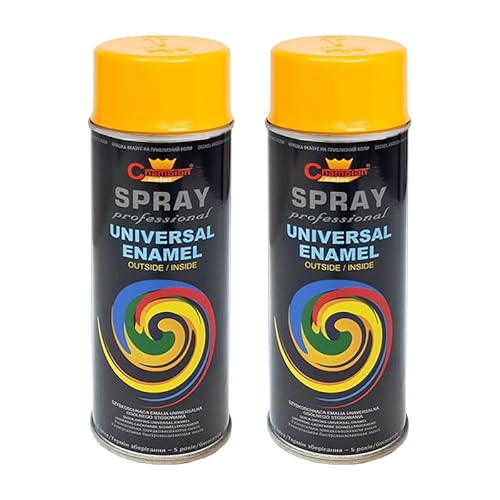 VE-INDUSTRIES Lackspray nach RAL 2er Sparpack Spraydose 400ml Buntlack für Holz, Metall (Signalgelb - RAL 1003) von VE-INDUSTRIES