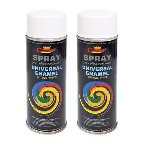 VE-INDUSTRIES Lackspray nach RAL 2er Sparpack Spraydose 400ml Buntlack für Holz, Metall (Signalweiß glänzend - RAL 9003) von VE-INDUSTRIES