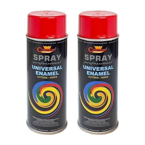 VE-INDUSTRIES Lackspray nach RAL 2er Sparpack Spraydose 400ml Buntlack für Holz, Metall (Verkehrsrot - RAL 3020) von VE-INDUSTRIES