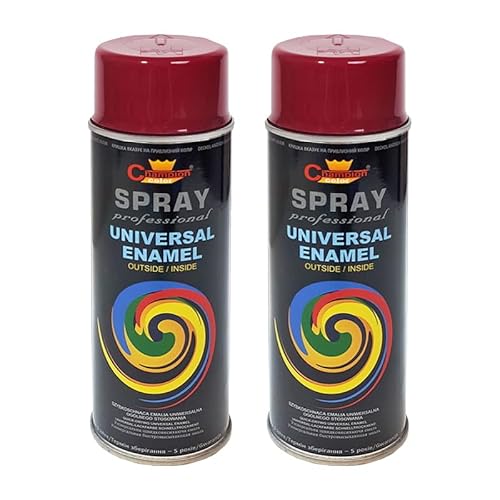 VE-INDUSTRIES Lackspray nach RAL 2er Sparpack Spraydose 400ml Buntlack für Holz, Metall (Weinrot - RAL 3005) von VE-INDUSTRIES