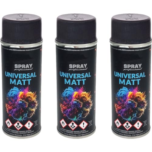VE-INDUSTRIES RAL Lackspray MATT | 3er Sparpack | 400ml Dose | Sprühlack | Dekolack | DIY | freie Farbwahl (RAL 7016 - matt) von VE-INDUSTRIES