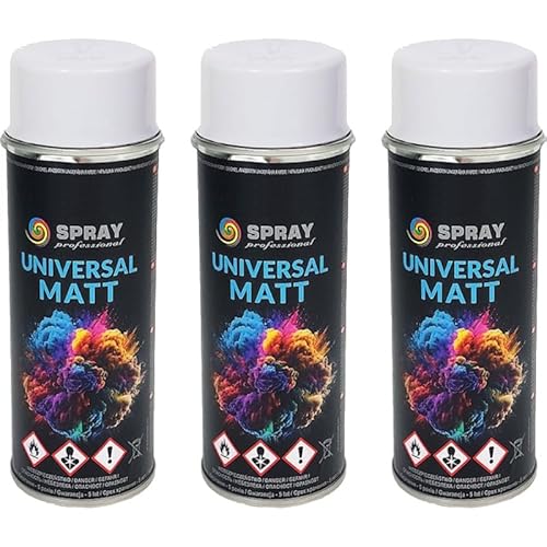 VE-INDUSTRIES RAL Lackspray MATT | 3er Sparpack | 400ml Dose | Sprühlack | Dekolack | DIY | freie Farbwahl (RAL 9003 - matt) von VE-INDUSTRIES