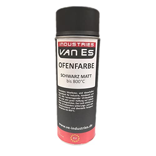 VE-INDUSTRIES Thermolack Spray Ofenlack Auspufflack Hitzebeständiger Lack Ofenfarbe Schwarz 800°C von VE-INDUSTRIES