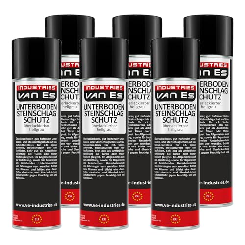 VE-INDUSTRIES Unterbodenschutz Spray GRAU 6 x 500ml Steinschlagschutz UBS ÜBERLACKIERBAR von VE-INDUSTRIES
