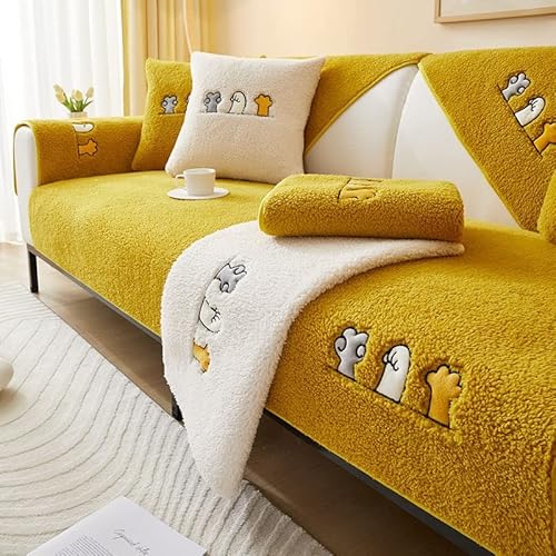 Samt Sofabezüge 1 2 3 4 Sitzer Sofabezug Couchbezug L Form Ecksofa Sofa/Couch überwurfdecke, Samt Couch Überwürfe Sofahusse Sofaüberwürfe rutschfest Sofa Abdeckung (Color : V, Size : 90x180cm) von VEAI